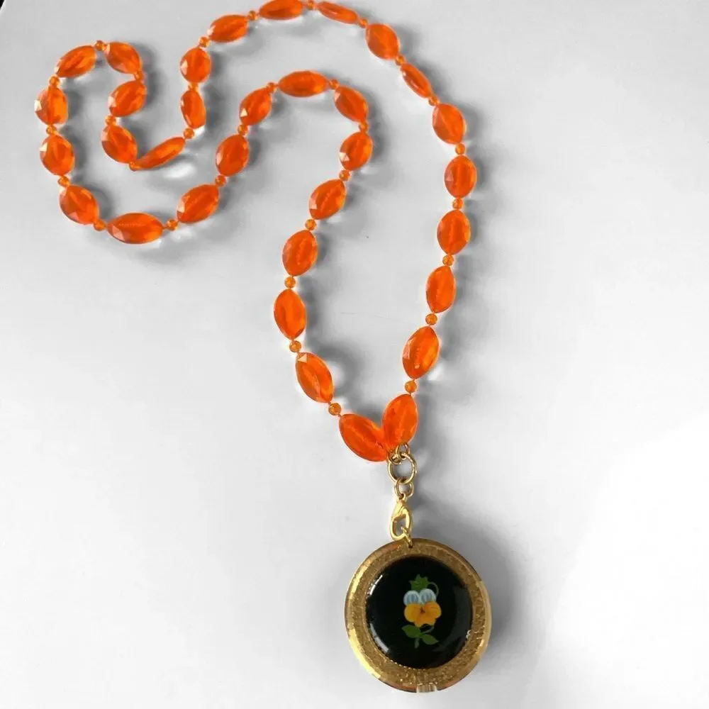 Vintage Blue Jewel Pendant Watch Necklace